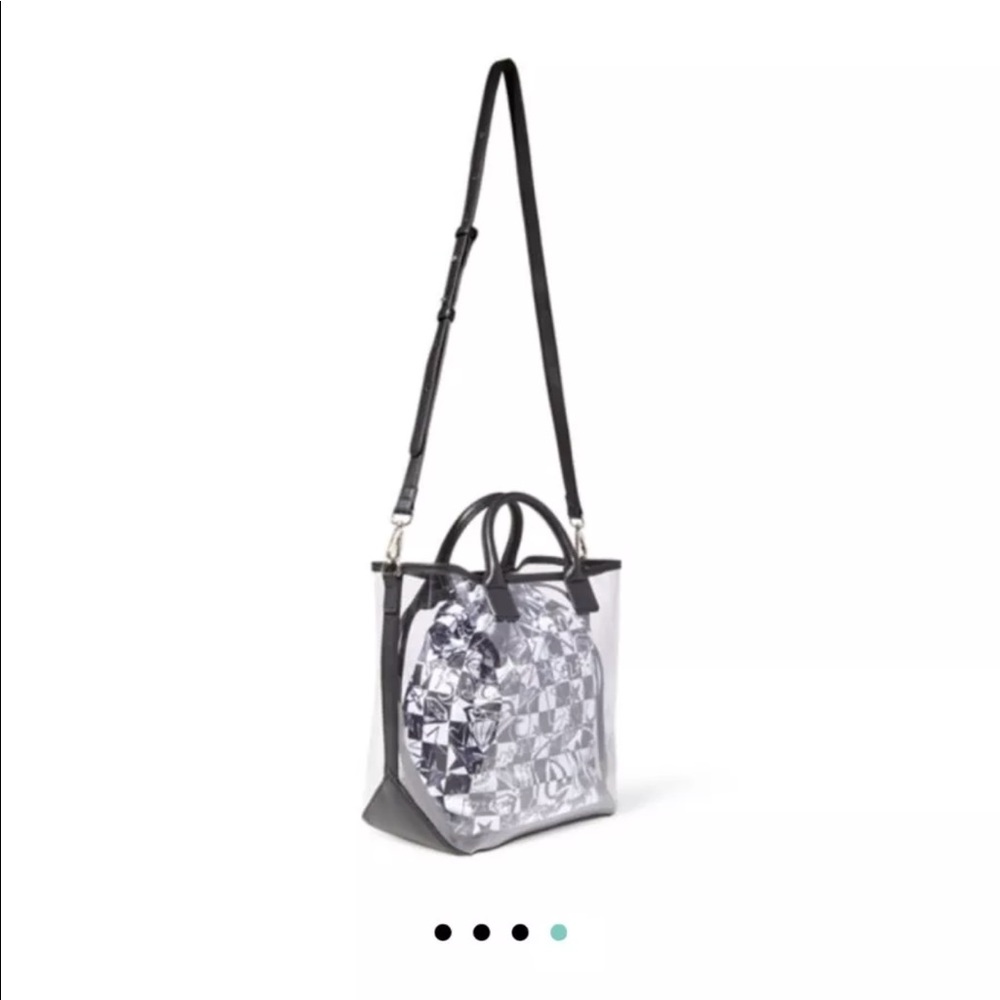 STEVE MADDEN BPARKER BLACK/CLEAR TOTE